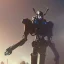 Placeholder: Mecha with metal spider legs his hands are machine guns. Driver is animal