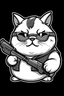 Placeholder: create a logo of cute fat tomcat with glasses carrying gun in its hands. logo must be transparent with no colors