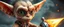 Placeholder: close up portrait with fine pores and real skin texture, clear transparent shiny eyes, hairy macho disco gremlin alien pimp indian Homunculus – living in a hi tech marvellous hot dog art graphics and gems on rocket with a mounted sling shot mega harpoon, heading for venus , background motion blur and smoke swirls