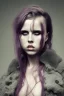 Placeholder: danish singer mø, high light , purple tones, Style John Kenn Mortensen,