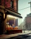 Placeholder: Scene, realistic image, Edward Hopper style, retro futuristic, concept art, smooth, unreal engine 5, god lights, ray tracing, RTX, lumen lighting, ultra detail, volumetric lighting, 3d.