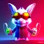 Placeholder: pixar style anamorphic cute smiling baby rabbit, smiling, cyberpunk headphone, sunglass, gangsta gold necklaces, full body, magenta puffer jacket, manila city background, dramatic lighting, hyper realistic, unreal engine 5, 16k