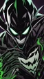 Placeholder: A very close picture to Mix between the joker and venom symbiote in solo leveling shadow art style with neon green details