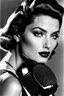 Placeholder: portrait, beauty supermodel, close up, helmut newton, perfect face, lamp or microphone or radio or telephone