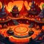 Placeholder: fantasy cartoon hellscape arena