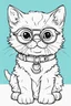 Placeholder: Outline art for cute coloring pages with cat with glasses, full body, white background, sketch style, only use outline, clean line art, no shadows and clear and well outlined.