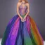 Placeholder: Glittery rainbow ball gown, full view