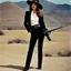 Placeholder: [colour photo by Helmut Newton] happy in the wild Wild West: My Name Is Nobody [Il mio nome è Nessuno (1973)] she stands tall with her gun