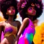 Placeholder: full body shot, masterpiece, best quality, family of three, dark skinned, sparkling eyes, fluorescent skin, colorful makeup, afro, highly detailed body, sun light, 4K, RAW, depth of field, high contrast, realistic details, 24mm