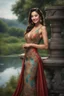 Placeholder: ((full shot body)) photo of the most beautiful artwork in the world featuring model, smiling, , High Detail, Sharp focus, dramatic, photorealistic, ultra sharp, ultra hd, hyper realistic, ultra realistic, ((((dress)))), trending on artstation, sharp focus, studio photo, intricate details, highly detailed, standing in nice pose in country side with river ,water fall ,rocky vally