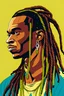 Placeholder: A drawing of a black man wearing long braids pop art