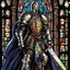 Placeholder: male knight with stained glass armor 90's tcg art fantasy