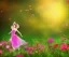 Placeholder: beautiful bright fairy in a flower prairie background