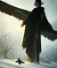 Placeholder: native american shaman, wizard doctor, long black hair, black hooded coat like wings, 8k resolution concept art portrait by Greg Rutkowski