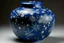 Placeholder: A dark blue tundra in winter season with falling snowflakes designed in African pottery painted by Edgar Degas