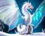 Placeholder: mdjrny-v4 style, a white dragon with fairy-like transparent glowing and sparkly wings standing in snow, full body, silver and teal background, glowing soft and smooth wings, realistic, highly detailed intricately detailed, shiny snowy background, soft studio lighting, trending on artstation, by artist "Julie Bell", by artist "Greg Rutkowski"