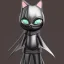 Placeholder: Chat, Modélisme trois dimensions, anthropomorphique, habillé comme un ninja, tenue très détaillée, argent, noir, sombre,furieux, réalisme