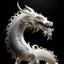 Placeholder: stylized white onyx chinese zodiac dragon with subscattering lighting, intricate carving, depth of field, dramatic, cinematic, studio lighting, low angle, reflection, diffuse light