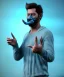 Placeholder: Realistic image, a guy making the fuck you gesture with his hand, blue smoke coming out of his eyes, nose and mouth. Happy, smile, soft color, highly detailed, unreal engine 5, ray tracing, RTX, lumen lighting, ultra detail, volumetric lighting, 3d, finely drawn, high definition, high resolution.