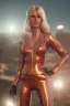 Placeholder: Ultra Realistic retro sci-fi scene, waist up view portrait, blonde woman, sweet young Claudia Schiffer face, perfect iris, glow eyes, makeup, weapon. Soldiers background, Retro sci-fi style, helmet, tight latex coat, fog, rain, soft color, highly detailed, unreal engine 5, ray tracing, RTX, lumen lighting, ultra detail, volumetric lighting, 3d, finely drawn, high definition, high resolution.