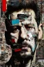 Placeholder: Zoomed in, Ultra detailed medium portrait painting of a tired man, unshaved, worried look, suicidal, broken, torn up collage of clippings, broken circuitry background, matrix effects, punk visual art, punk art aesthetic, graffiti art, pop surrealism, collage art, cluttered paint glitches