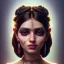 Placeholder: Detailed portrait of a young gypsy woman, contrasting colors, arrow makeup on her eyes, unreal engine, greg rutkowski, loish, rhads, beeple, makoto shinkai and lois van baarle, ilya kuvshinov, rossdraws, tom bagshaw, alphonse mucha, global illumination, detailed and intricate environment