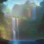 Placeholder:  island waterfall palms twigs spring sunset rainbow bridge birds