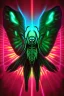 Placeholder: Alien Mothman, fluorescent, bright, neon, hyperreal