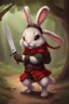 Placeholder: cute rogue bunny with cooking knife dnd realistic art