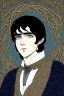 Placeholder: black hair freckles blue eyes young wizard beardsley