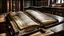 Placeholder: ancient book open on a library table