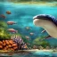 Placeholder: beautiful, stunning paleoart of mosasaurus swimming underwater with coral reefs, plants, centered, julius csotony, eleanor kish, davide bonadonna, fabio pastor, paleoart, photorealistic, illustrative, digital art, 8k resolution, detailed matte, painting, artwork, masterpiece, jurrasic park