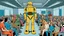 Placeholder: photo from the futuristic waiting room of a studio, a large crowd waits in a giant room. the aliens mutant humans, strange fantastical creatures, droids, and a few human-like beings of all sizes, colors, shaped and looks, standing and sitting in the crowd. high detalied, sharp focus, photorealistic, sci-fi style Professional photography, bokeh, natural lighting, canon lens, shot on dslr 64 megapixels sharp focus, photorealistic