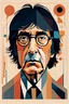 Placeholder: a highly detailed, abstract flat geometric portrait illustration of Bill Wyman in the minimalist style of Willi Baumeister, Federico Babina and Petros Afshar, sharply detailed and finely lined, in vibrant natural colors