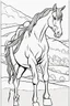 Placeholder: coloring page for kids, horse, thick outline, low details, no shading, no color