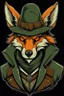 Placeholder: mysterius hunter with fox's mask like realistic style front view