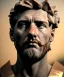 Placeholder: Gran angular, Realistic image, roman sculpture buste, marble deluxe material, Lionel Messi, gold Laurel crown model, miguel angel style, emperador, God light, god rays, 4k resolution, smooth details, ornate details, soft lighting, unreal engine 5, soft cyan background.