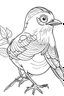 Placeholder: coloring page for kids, bird , cartoon style, thick outline, low details, no shading, no color