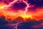 Placeholder: Beautiful landscape sunset with birds in the sky, with lightning in background, birds