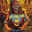 Placeholder: Eddie from an Iron Maiden album cover, except he is working in a fast food restaurant