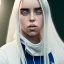 Placeholder: Billie Eilish, full body, on the bed, in my underwear, pale skin, high detail, realistic, 8k, not to be distinguished from a photo, identical pupils