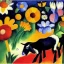 Placeholder: goats and flowers in outer space repeating AUGUST MACKE