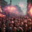 Placeholder: Realistic photo, medium shot view, strong men, carnival scene, steampunk. Women, Drunken, Sunglasses, smoking, happy, hot. Many people background, highly detailed, concept art, unreal engine 5, ray tracing, RTX, lumen lighting, ultra detail, volumetric lighting, 3d, finely drawn, high definition, high resolution.