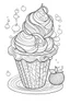 Placeholder: outline art for Ice Cream coloring pages with sitch, white background, Sketch style, full body, only use outline, dementia patients style, clean line art, white background, no shadows and clear and well outlined.