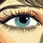 Placeholder: closeup of female eye with angry expression, drawn in vintage 80s anime style