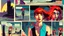 Placeholder: synth-wave beach & city, lone girl, iconic:1.8), comic style