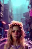 Placeholder: Shakira, artist, 30 years old, Realistic image, waist up portrait, etro style dress. Blonde, loose long hair, eyes make up, perfect, glow, circle iris. Neon colors, leds, geometric shapes. Dark background, photo studio, neon lights. Cyberpunk style, concept art, smooth, unreal engine 5, god lights, ray tracing, RTX, lumen lighting, ultra detail, volumetric lighting, 3d, finely drawn, high definition, 4k.