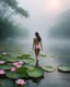 Placeholder: 🐊 🌸🌺 landscape a wonderful lotus flowers on river beauty early morning heavy fog cold,a beautiful woman rise up swim on end up on river,high sharpens photography HD,photography realistic colors sharpens