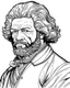 Placeholder: Frederick Douglass, b&w line art style fashion, preppy style, simple line art, one line, line art, line drawing style, white background, picture, coloring book style on white background, well composed, clean coloring book page, No dither, no gradient, strong outline, No fill, No solids, vector illustration, –ar 9:11 –v 5