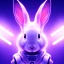 Placeholder: A beautiful portrait of a cyborg rabbit white neon color scheme, high key lighting, volumetric light high details psychedelic background